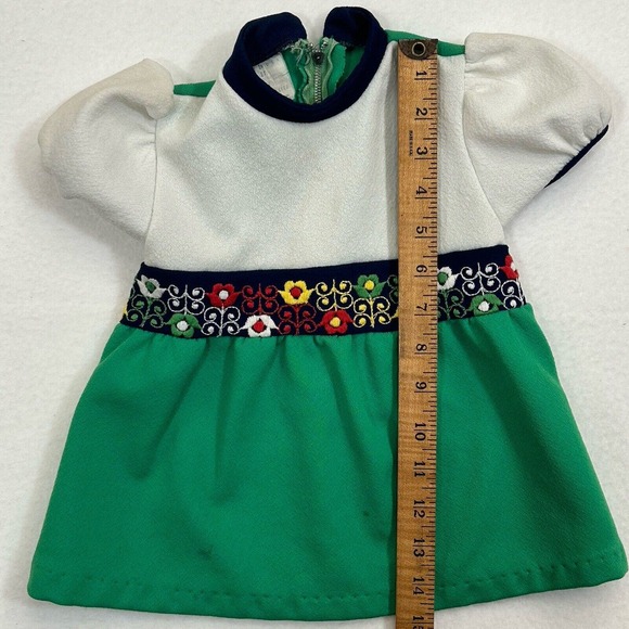 Vintage 60s 70s Toddler Dress Girls 2T Embroidered Flowers Polyester Zip Spring - Picture 4 of 7